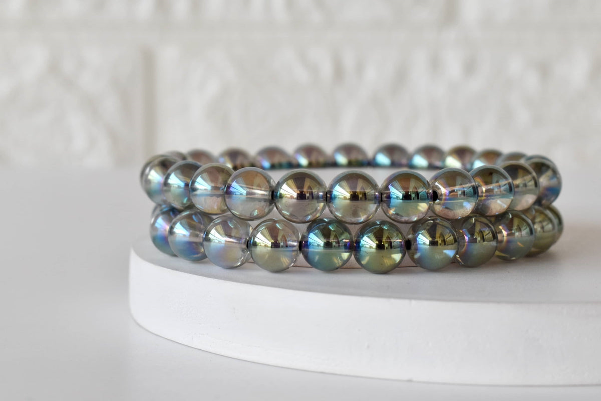 Aura Quartz Labradorite Bracelet (Synchronicity and Intuition) DestGlow