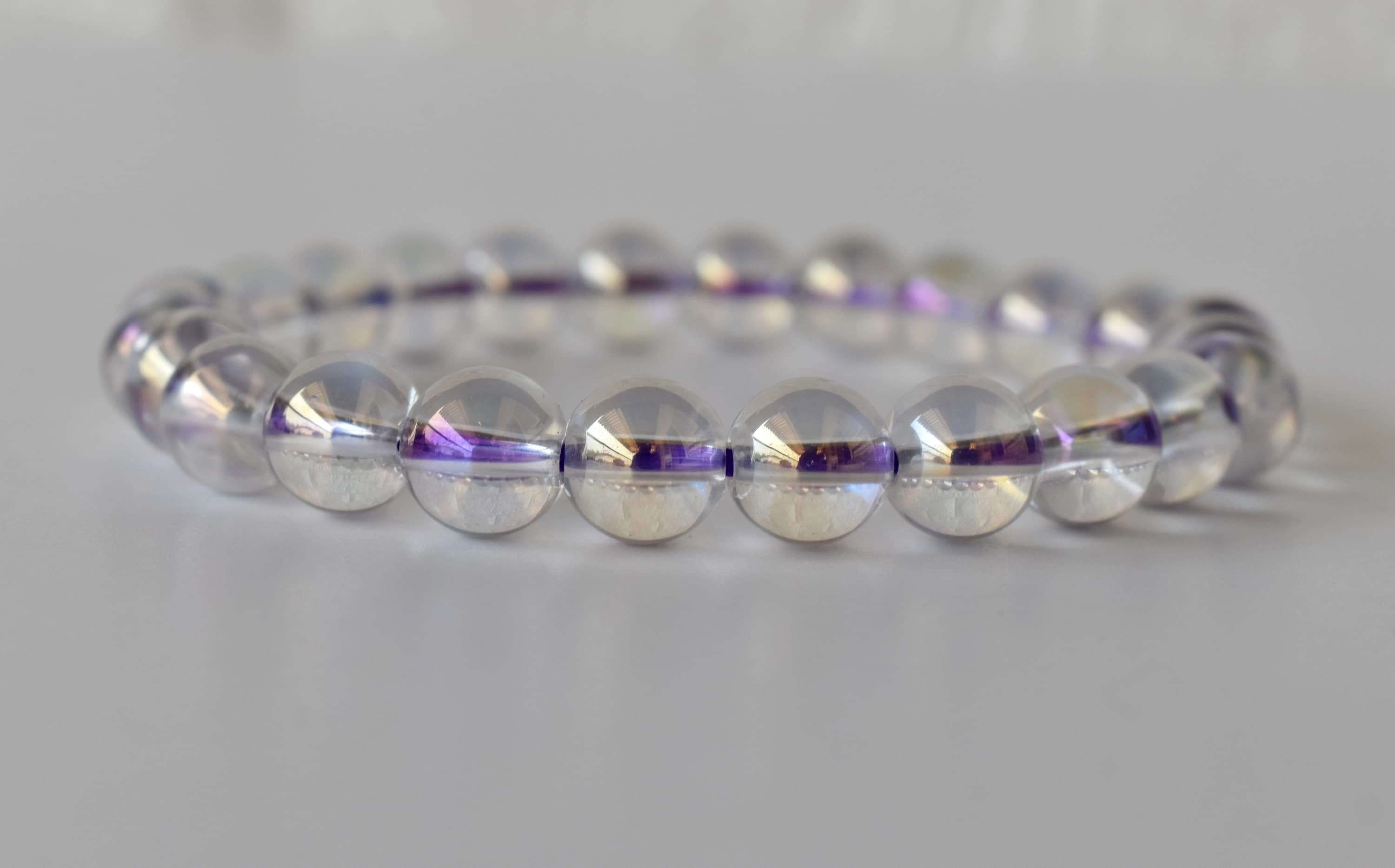 Aura Quartz Rainbow Moonstone Bracelet (Compassion and Patience) DestGlow