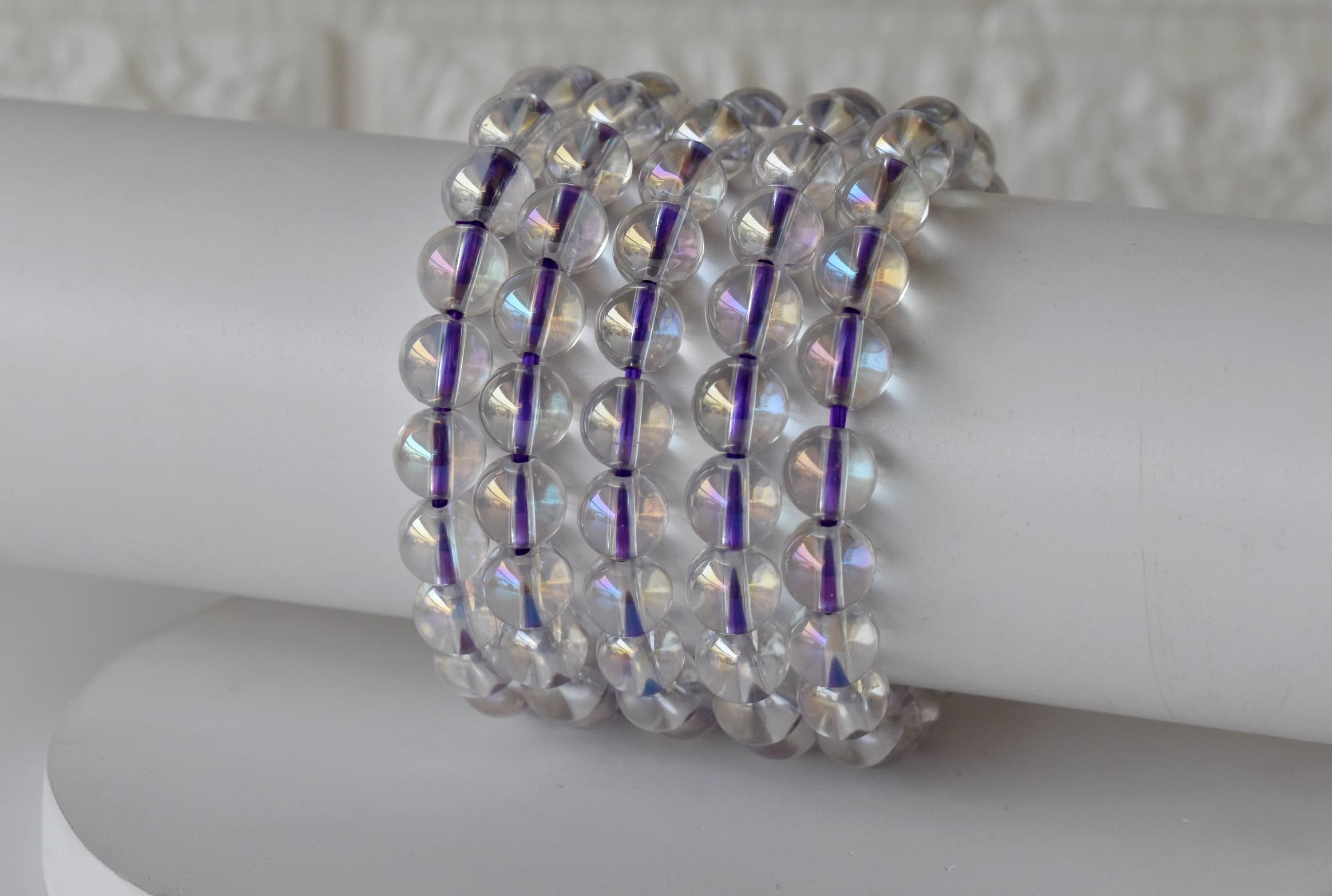 Aura Quartz Rainbow Moonstone Bracelet (Compassion and Patience) DestGlow