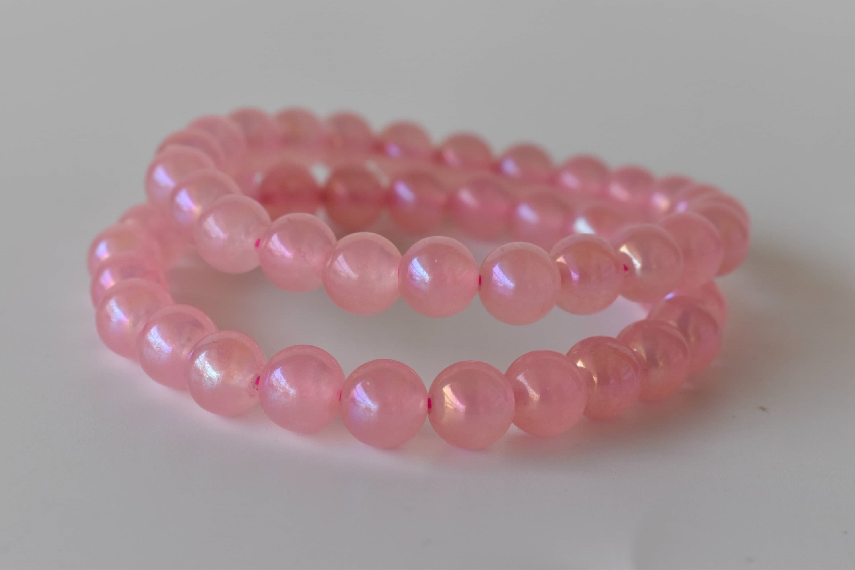 Aura Quartz Rose Quartz Bracelet(Relaxation and Love) DestGlow