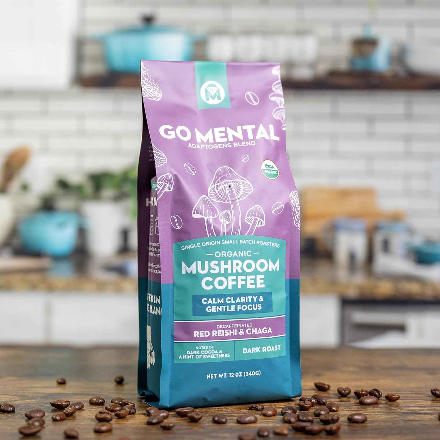 Decaffeinated Red Reishi & Chaga Mushroom Coffee Adaptogens Blend