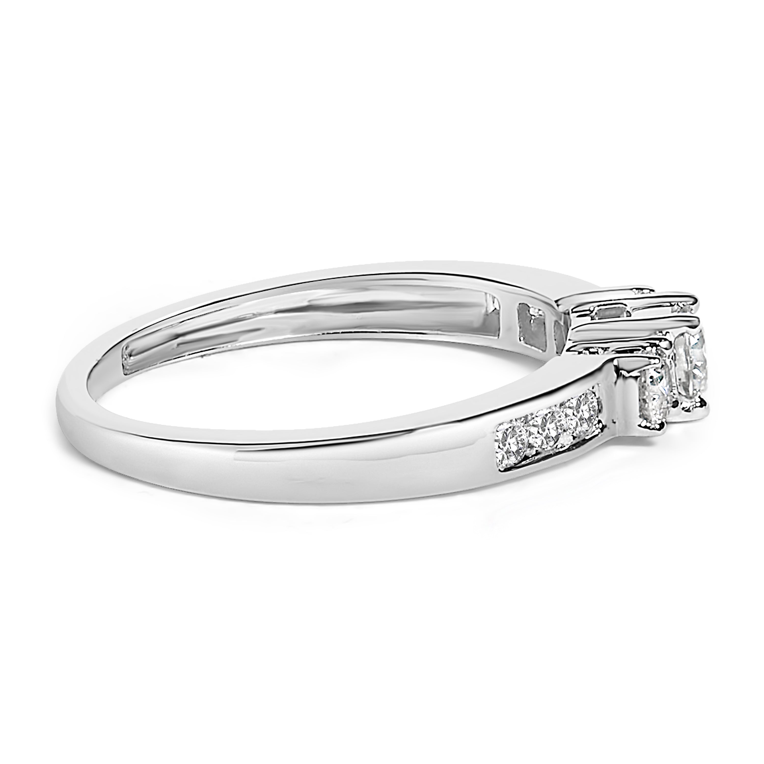 10K White Gold 1/2 Cttw Diamond Three Stone Ring DestGlow