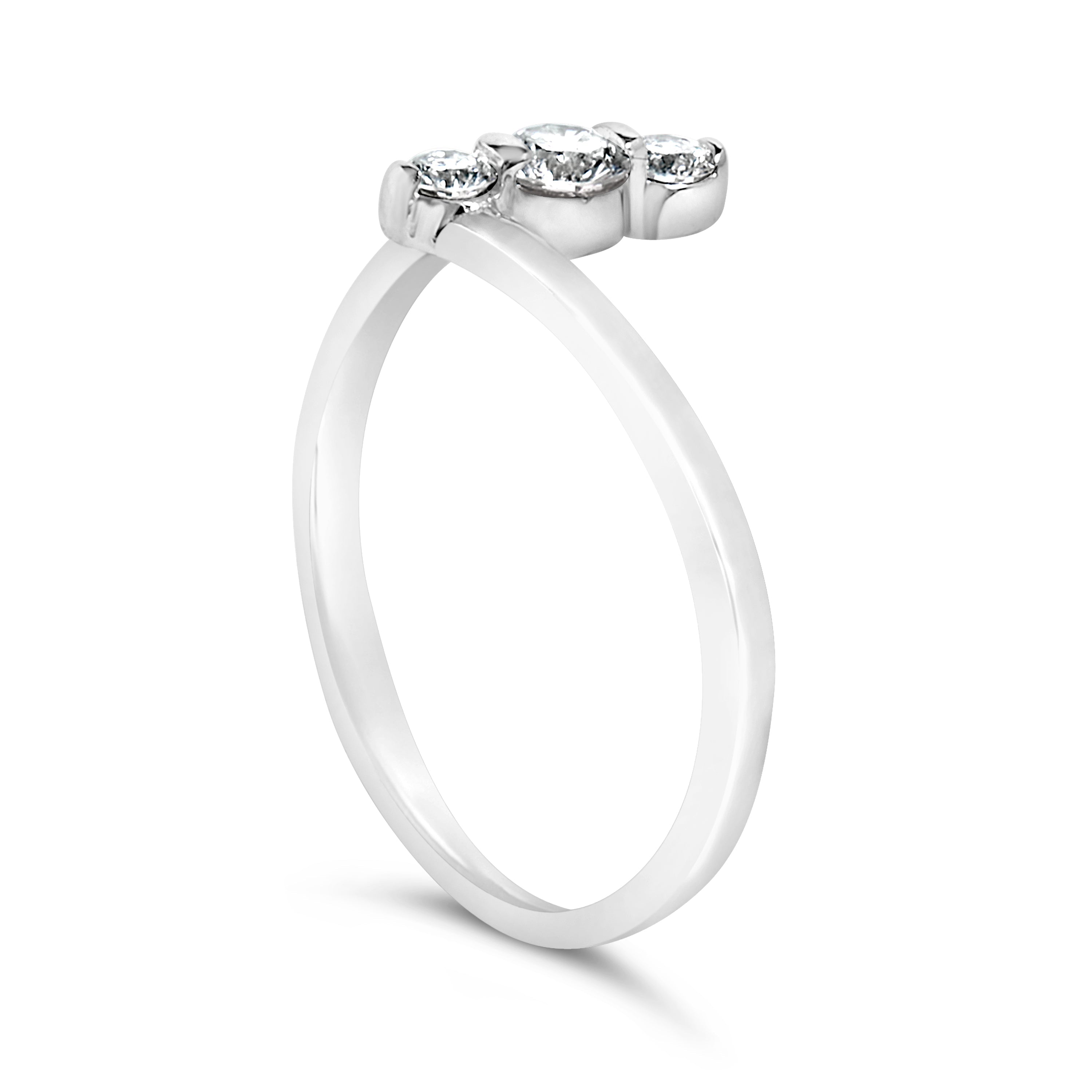 10K White Gold 1/4 Cttw Lab Grown Diamond Vertical Three Stone Ring DestGlow