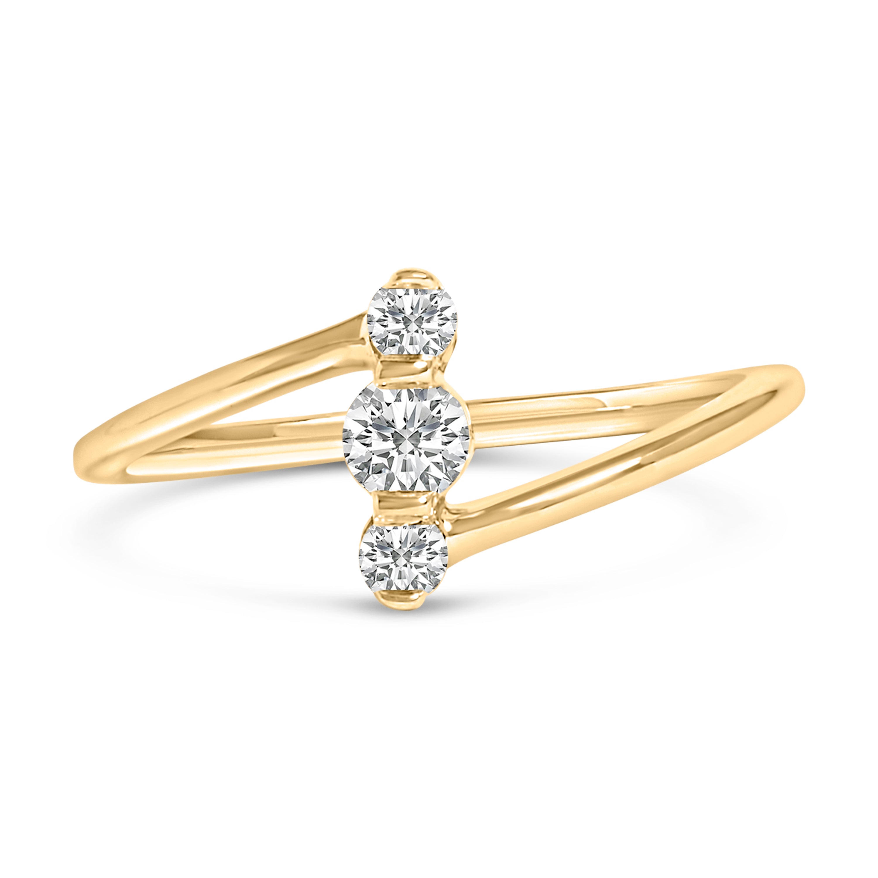 10K White Gold 1/4 Cttw Lab Grown Diamond Vertical Three Stone Ring DestGlow