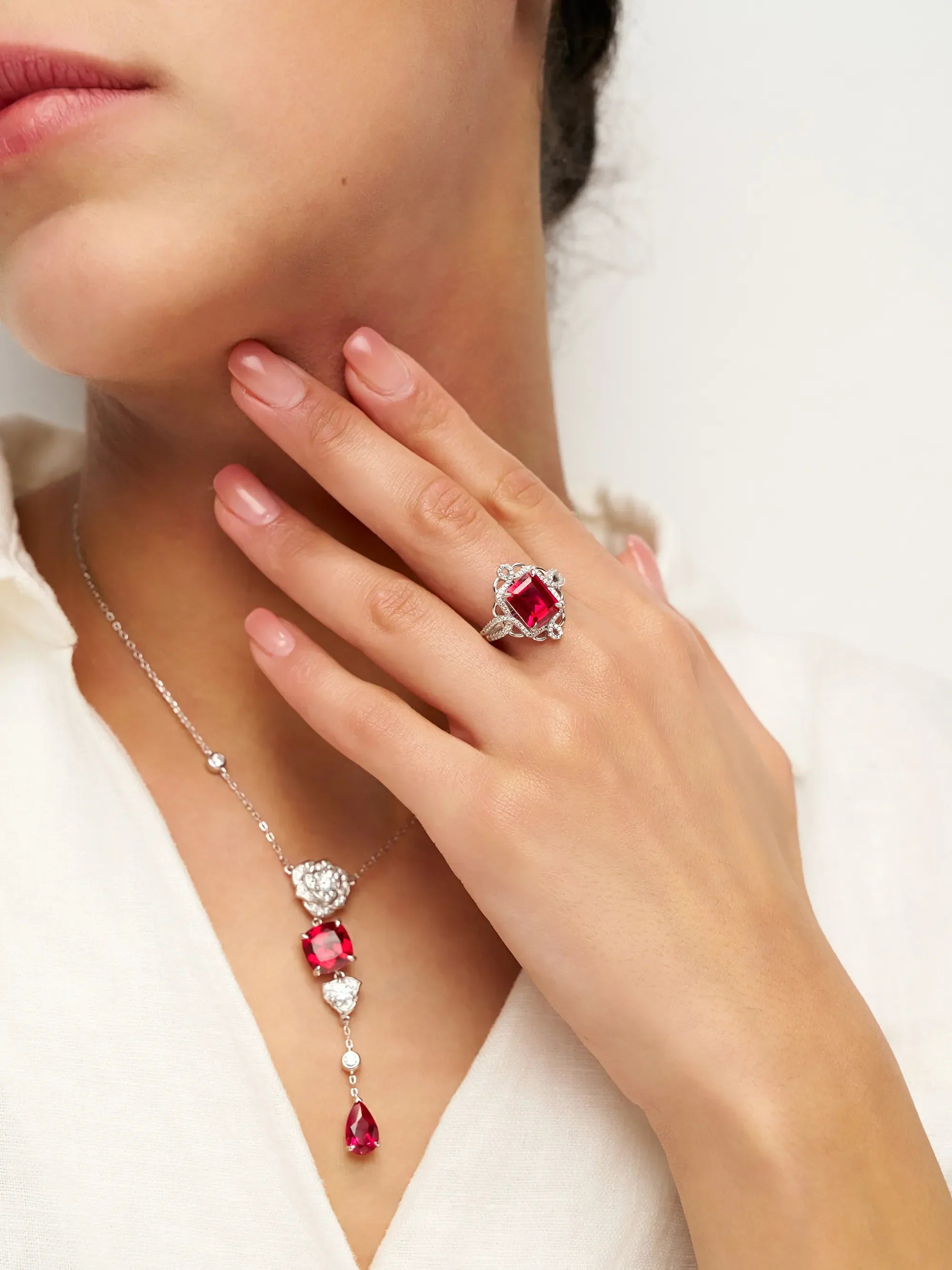 Exquisite Ruby Necklace - Ruby Veil DestGlow