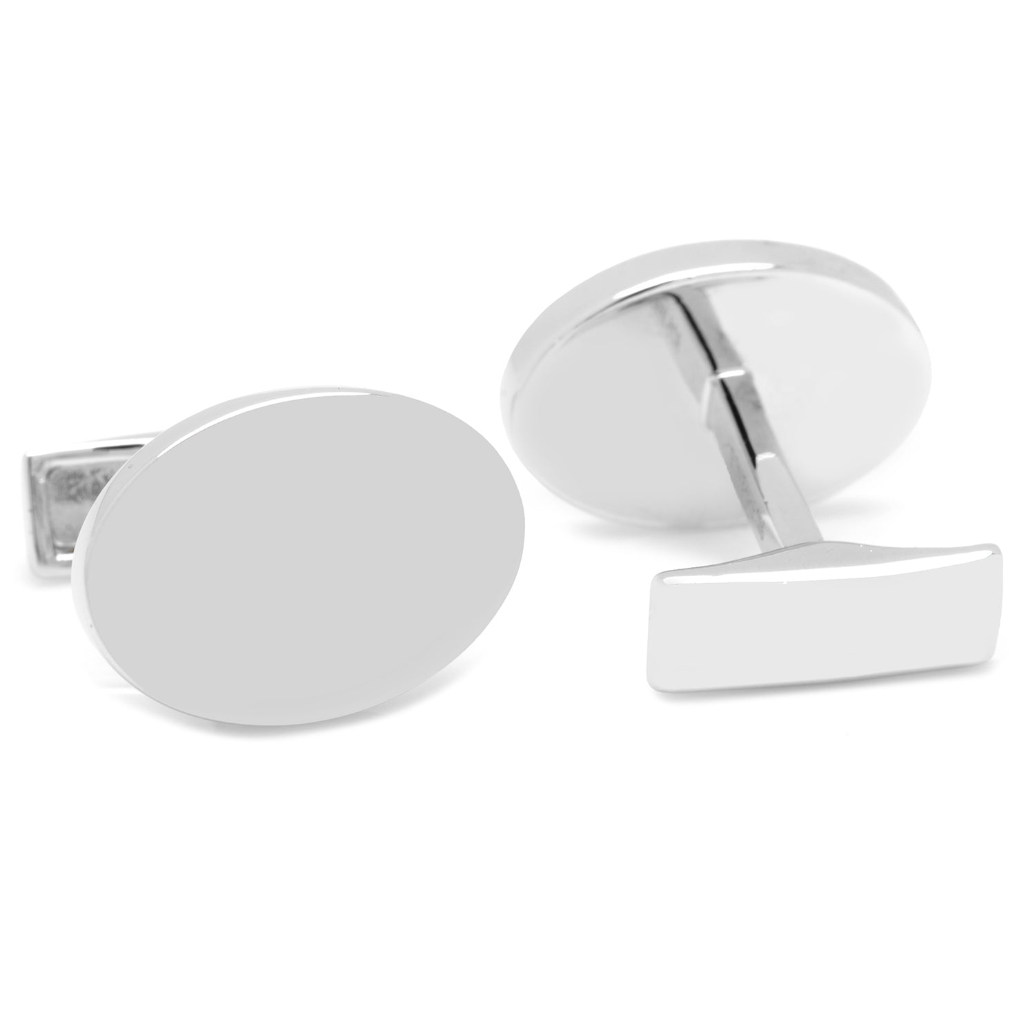 Sterling Silver Infinity Edge Oval Engravable Cufflinks by Cufflinks.com