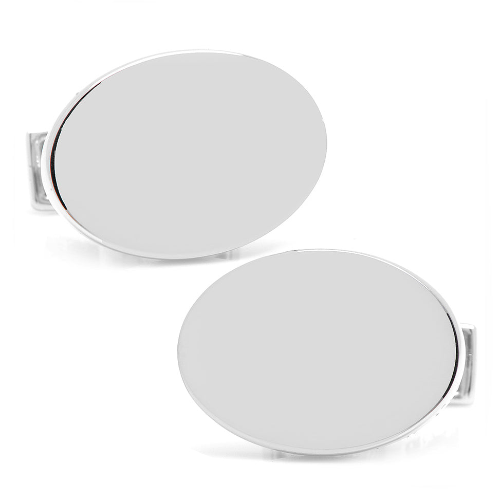 Sterling Silver Infinity Edge Oval Engravable Cufflinks by Cufflinks.com