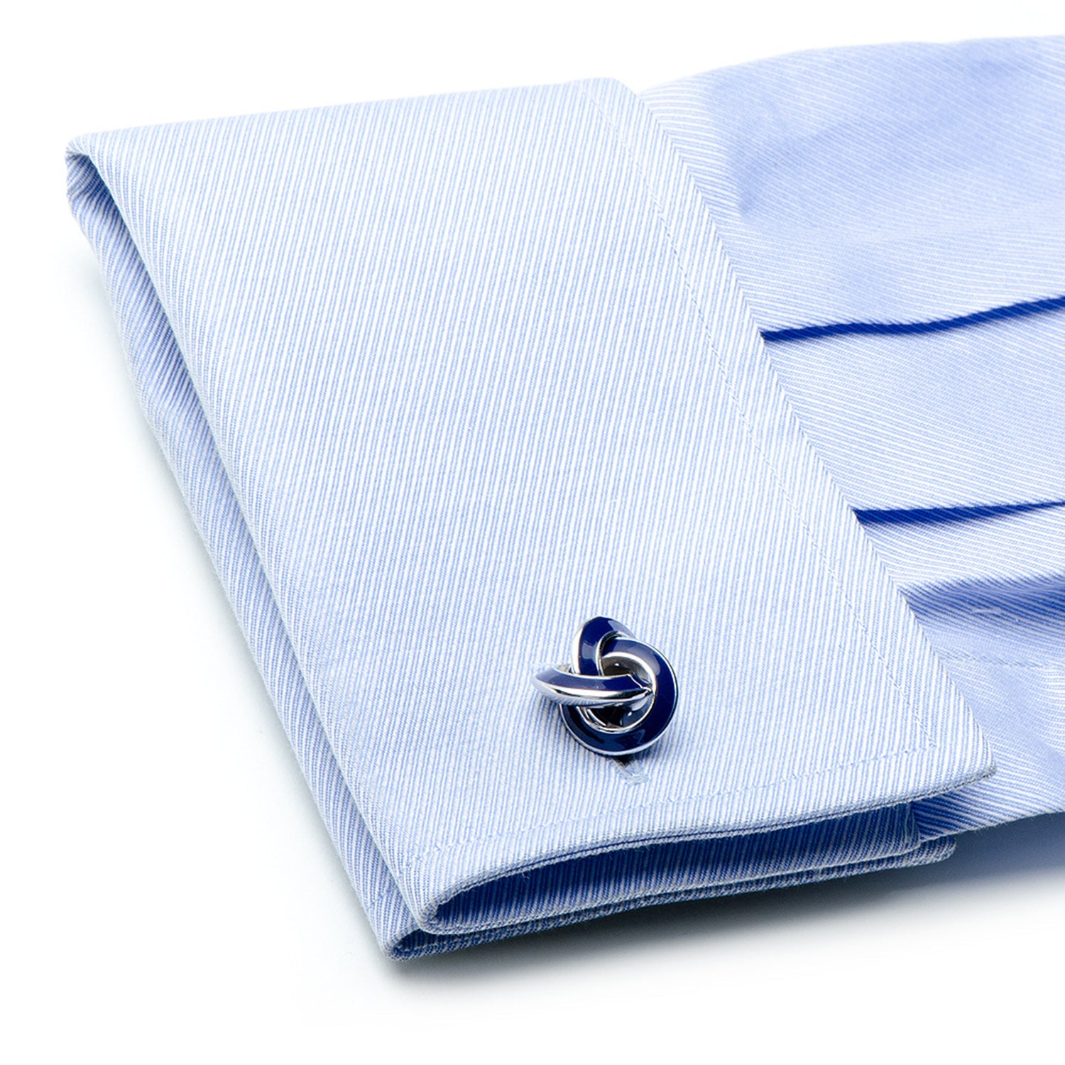 Sterling Blue Enamel Knot Cufflinks by Cufflinks.com