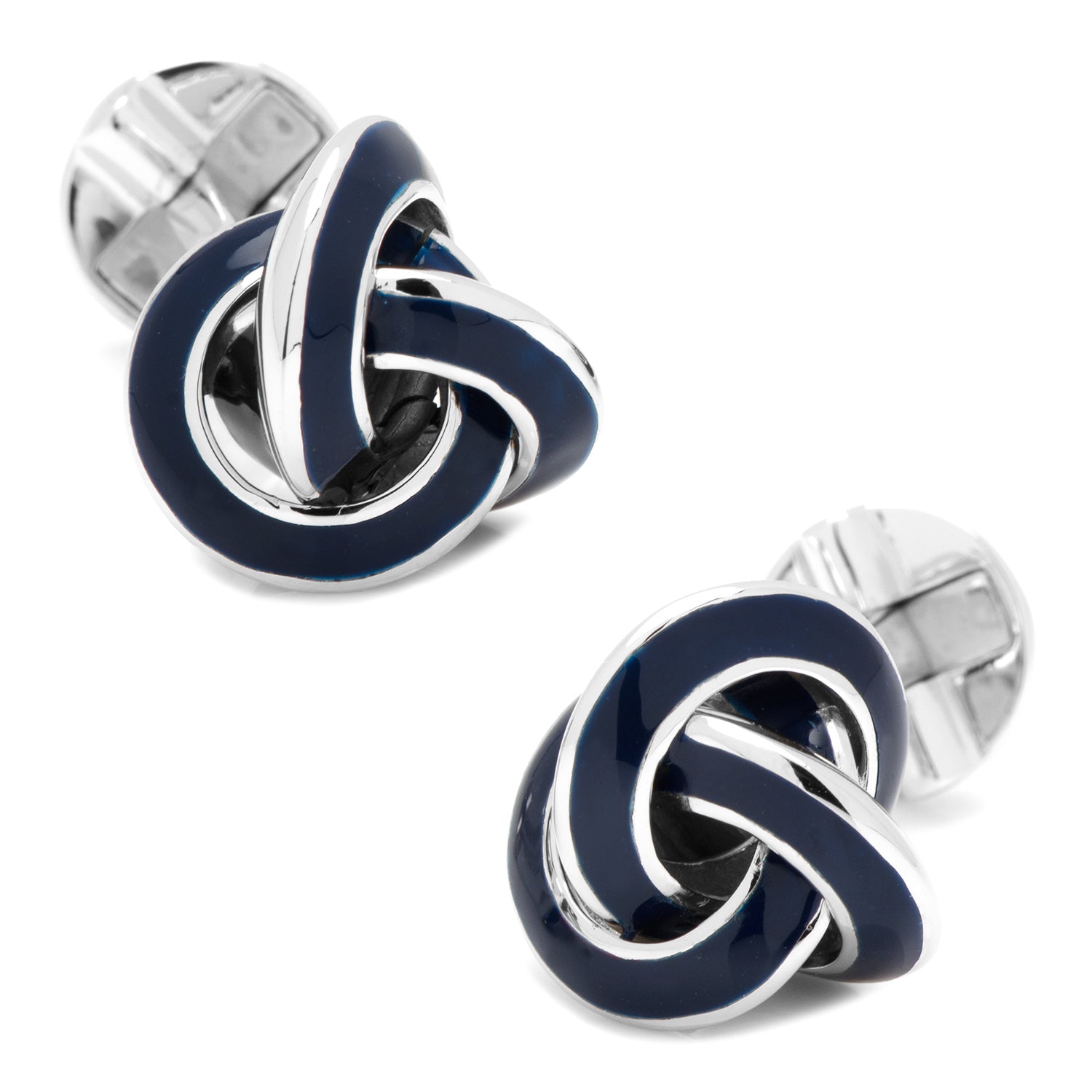 Sterling Blue Enamel Knot Cufflinks by Cufflinks.com