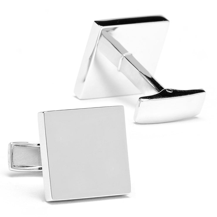Sterling Silver Infinity Edge Square Engravable Cufflinks DestGlow