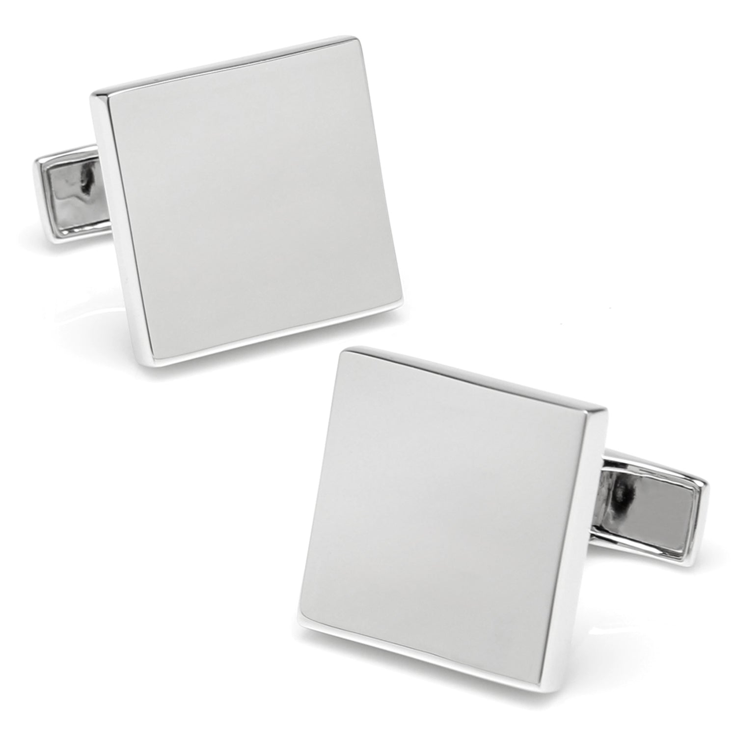 Sterling Silver Infinity Edge Square Engravable Cufflinks DestGlow