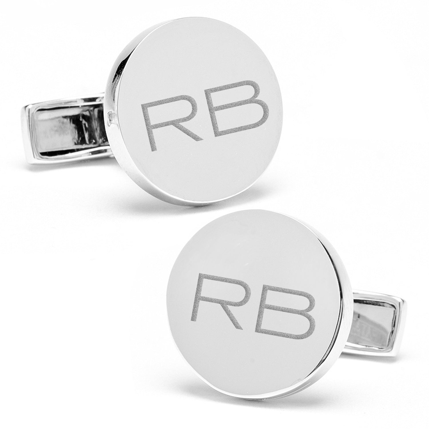 Sterling Silver Infinity Edge Round Engravable Cufflinks by Cufflinks.com