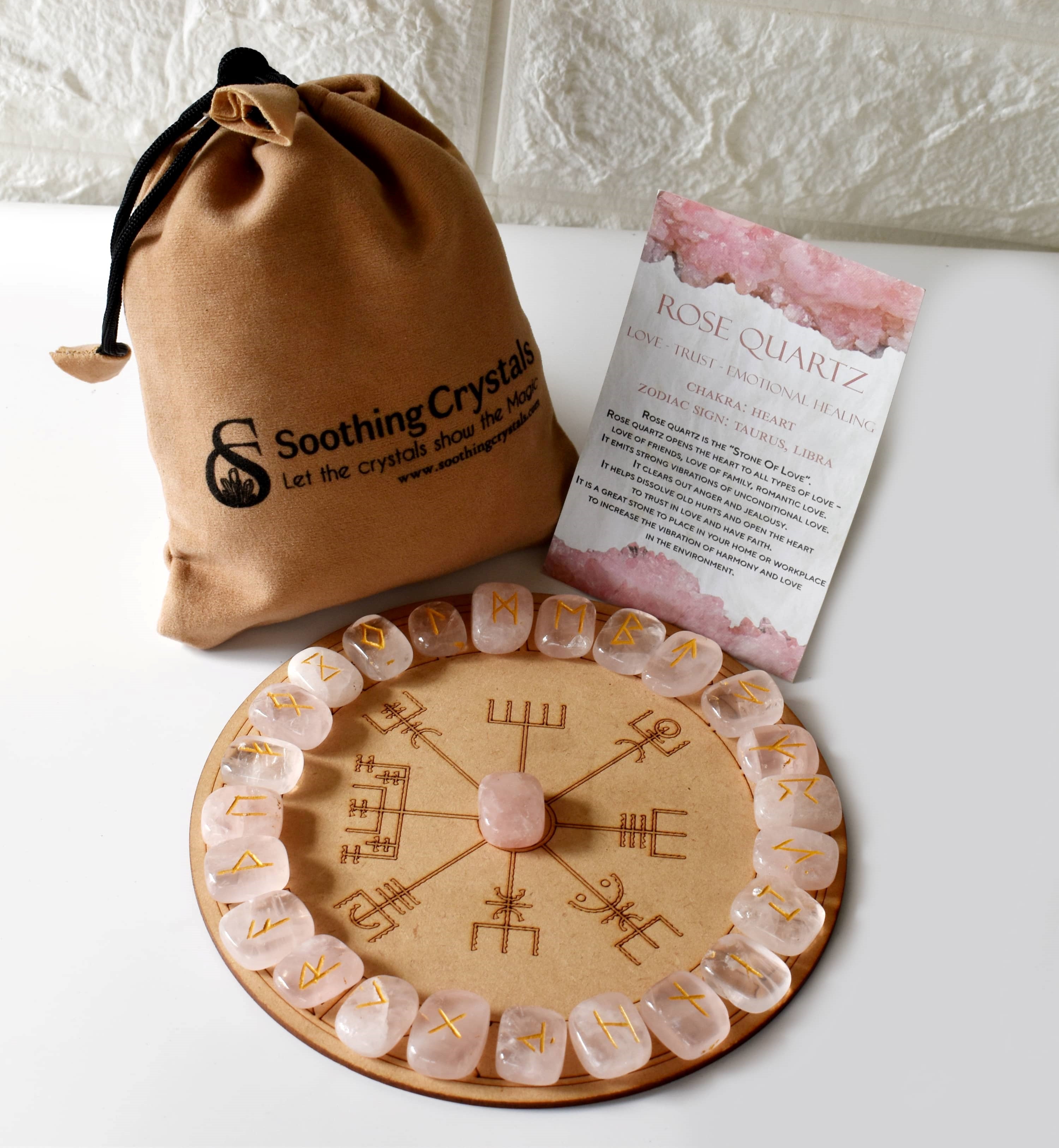 Rose Quartz Rune Set (Calming And Patience and Empathy) DestGlow
