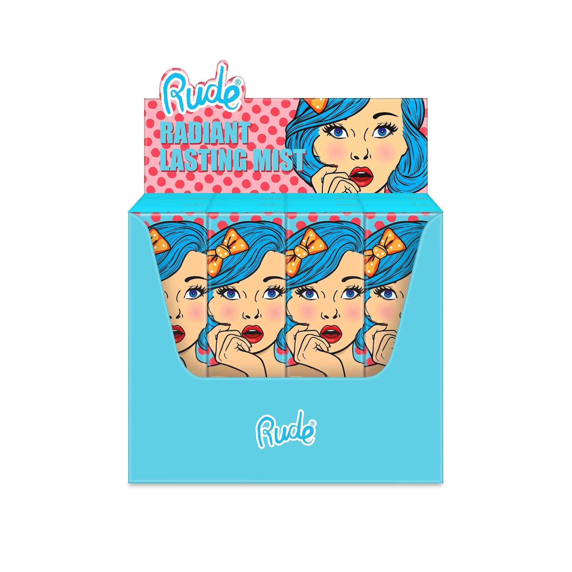 RUDE Radiant Lasting Makeup Mist Display Set, 12 Pieces