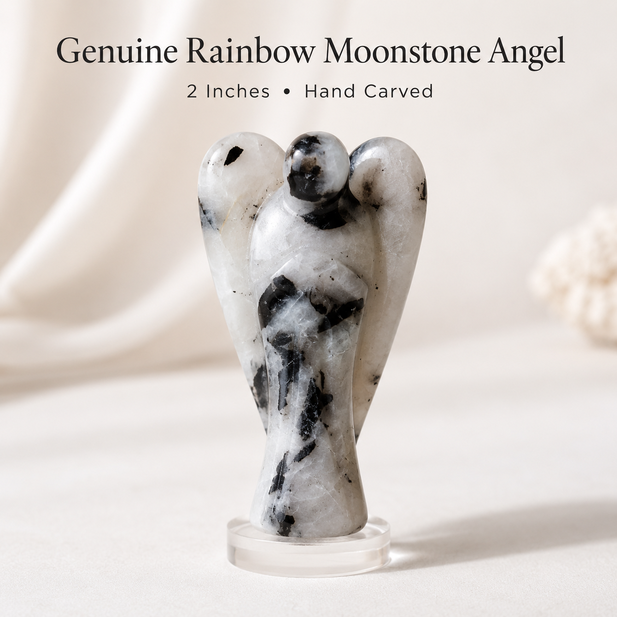 Rainbow Moonstone Crystal Angel Pocket Guardian DestGlow