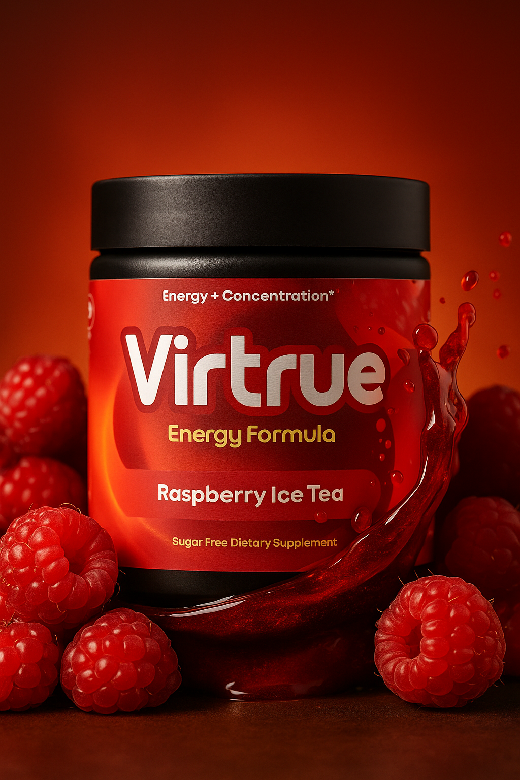 Raspberry Iced Tea Pre-Workout Energy Powder + Focus Boost & Hydration | Sugar Free by Virtrue