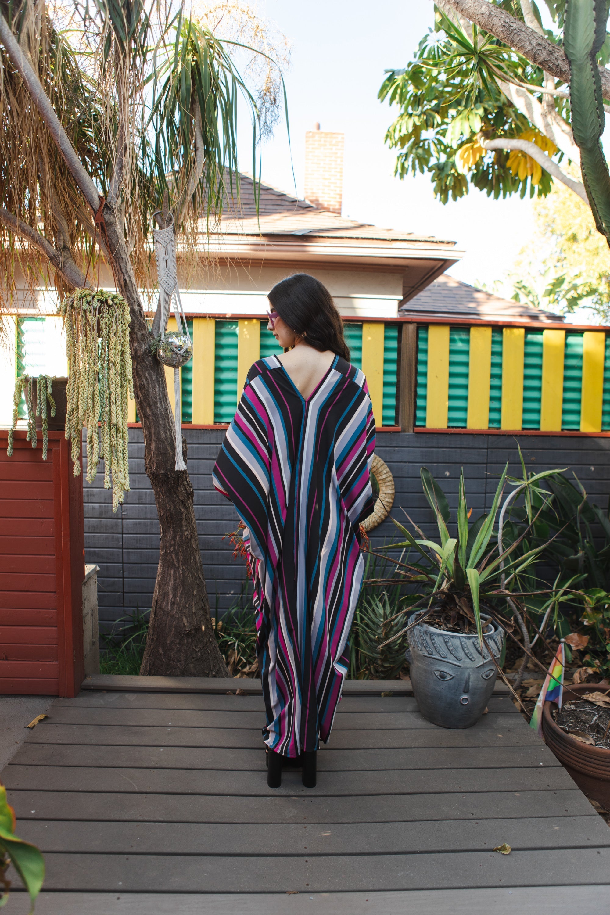 Raspberry Stripe Caftan Kaftan Dress by Jennafer Grace