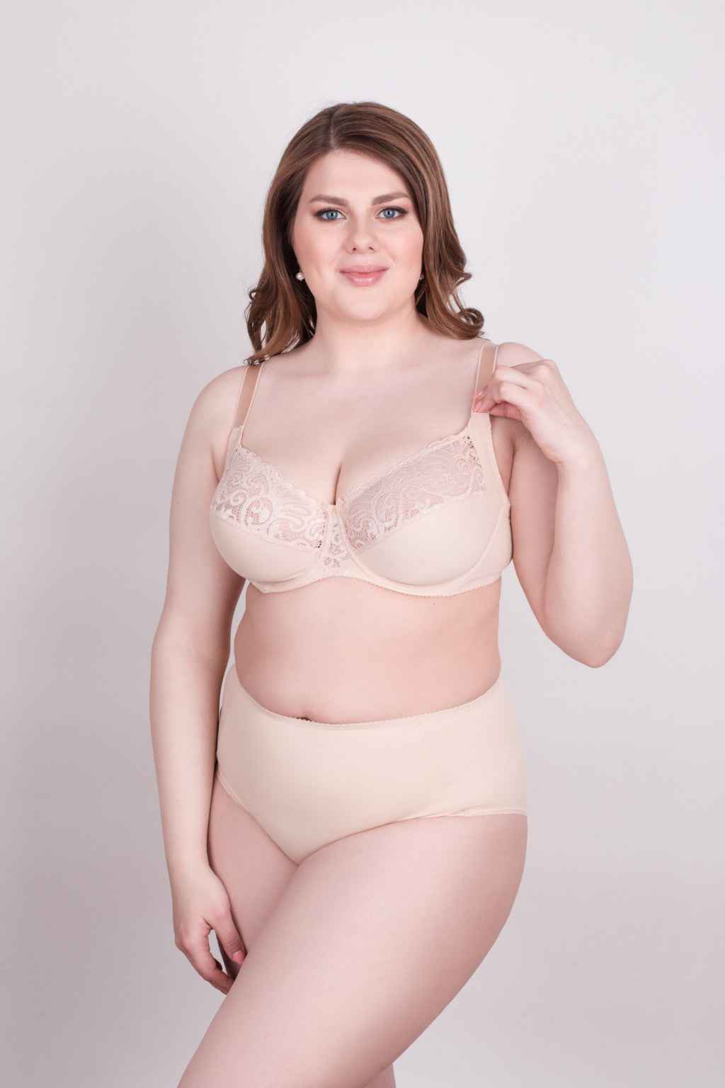 Bra Milavitsa 120151 - Elastic & Lace, Double-Segment Cups, Wide Straps