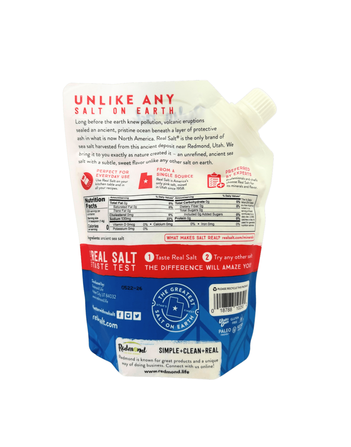 Salt, Redmond Real Salt, Fine Ground by Country Life Natural Foods