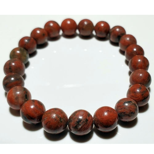 8mm Red Jasper Beaded Elastic Stretch Bracelet - Handmade Gemstone Jewelry