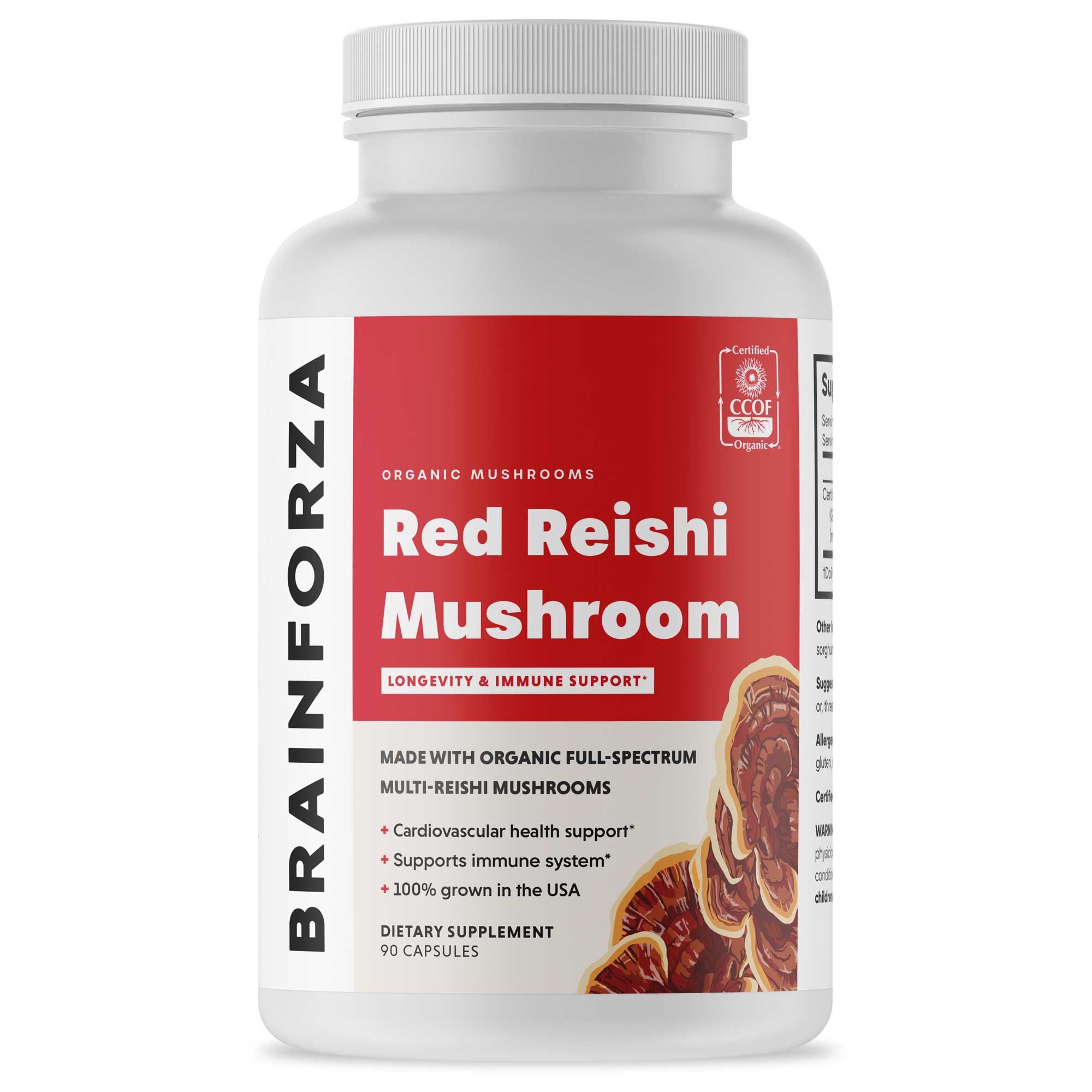 Organic Red Reishi Mushroom, 90 Capsules by Brain Forza®