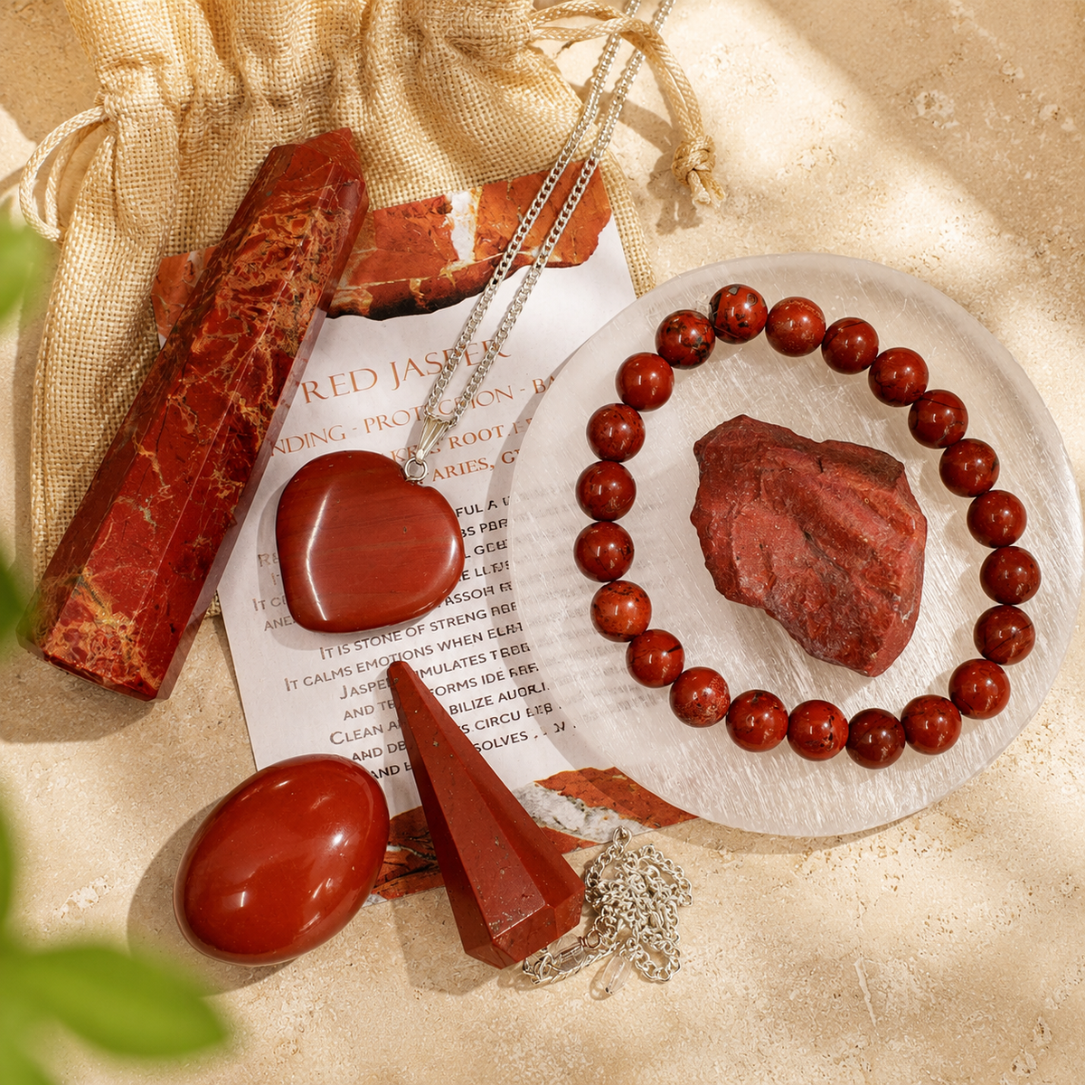 Red Jasper Crystal Gift Set For Emotional Support and Protection, Real Polished Gemstones. DestGlow
