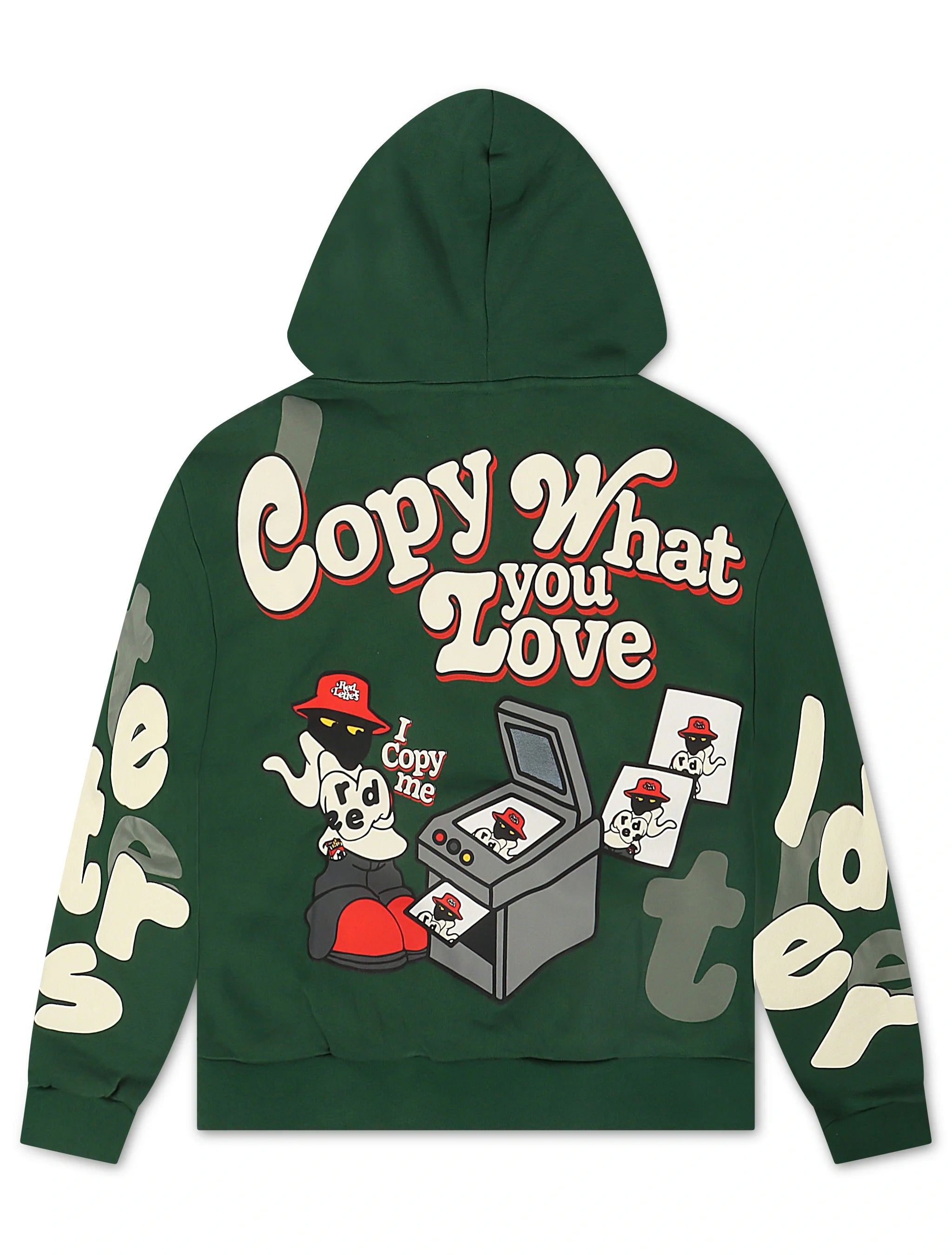 Red Letters Copy Me Scattered Hoodie - Green by Denim Exchange
