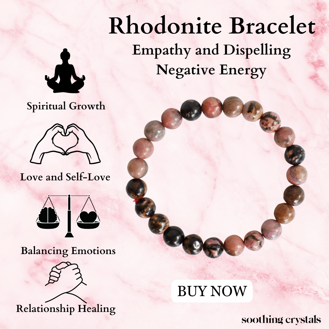 Rhodonite Bracelet (Empathy and Dispelling Negative Energy). DestGlow