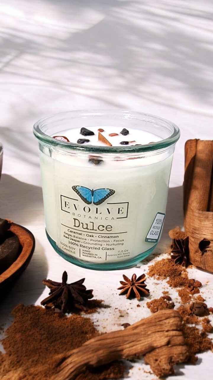Rocks Candle - Dulce (Wood Wick Red Jasper & Onyx Gemstone Soy Candle)