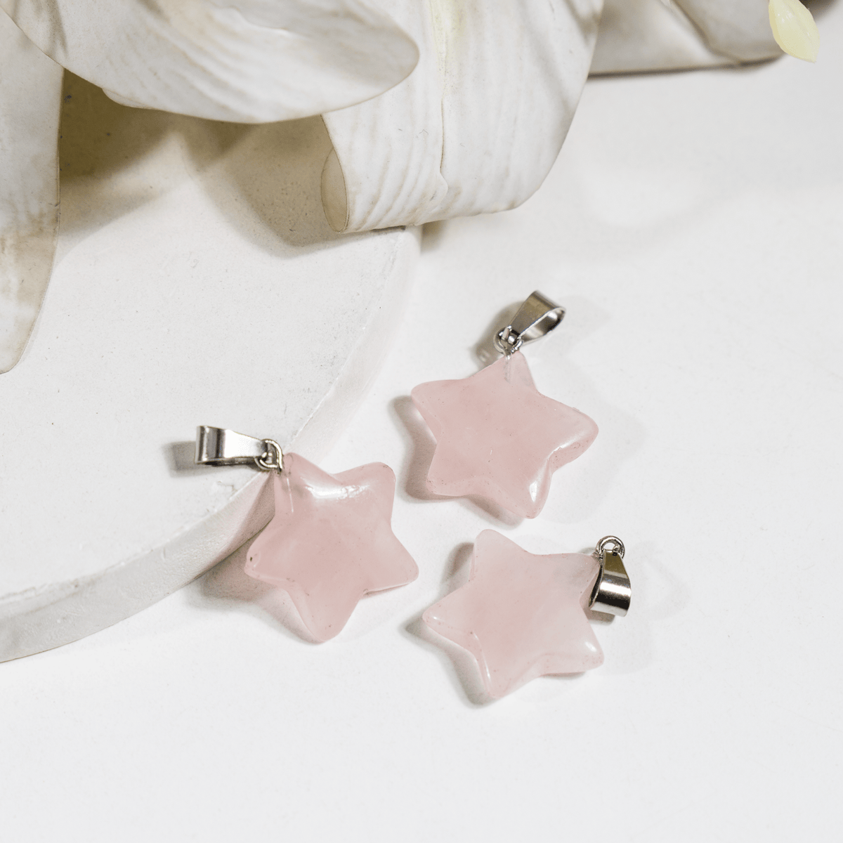 Rose Quartz Star Pendant Necklace – Natural Crystal Gemstone Jewelry DestGlow
