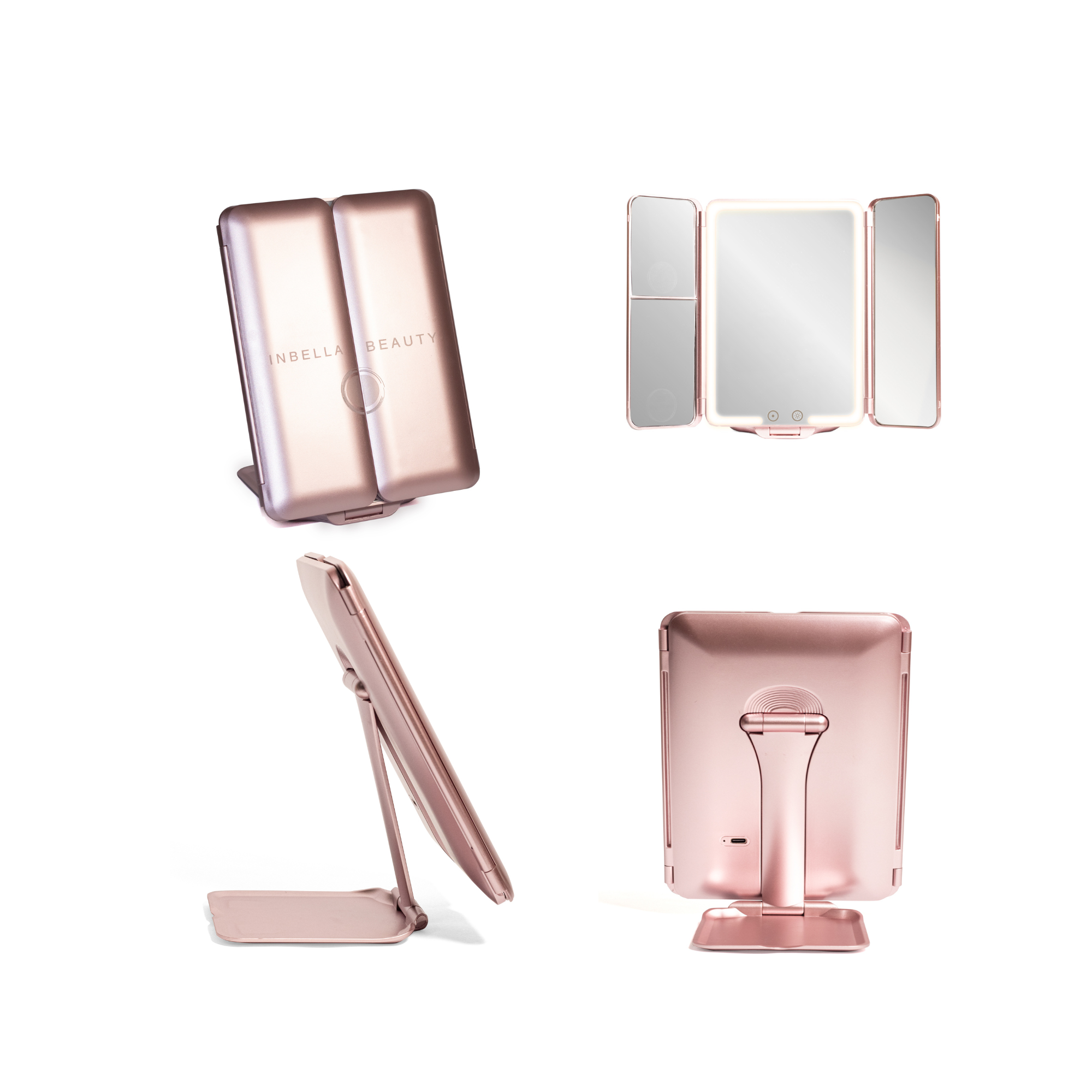 Rose InBella Compact & Travel Mirror with LED Light – Rechargeable DestGlow