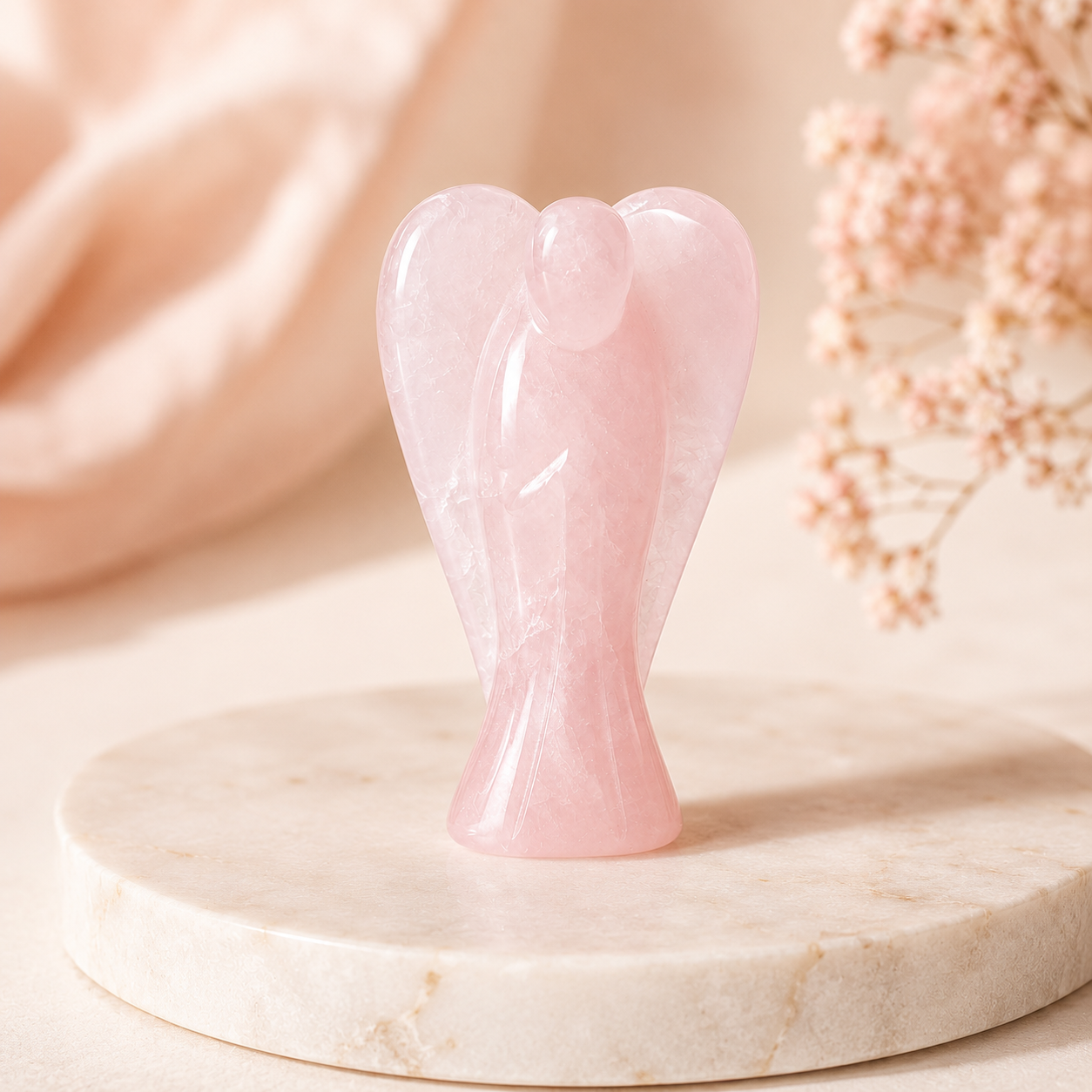Rose Quartz Crystal Angel Pocket Guardian DestGlow