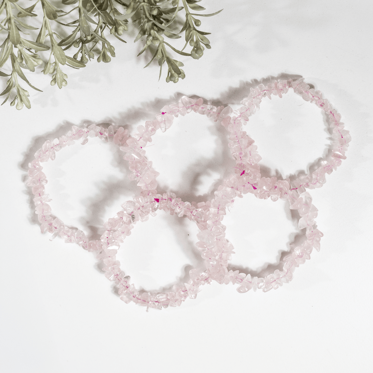 Rose Quartz Chip Bracelet (Creativity and Calming) DestGlow