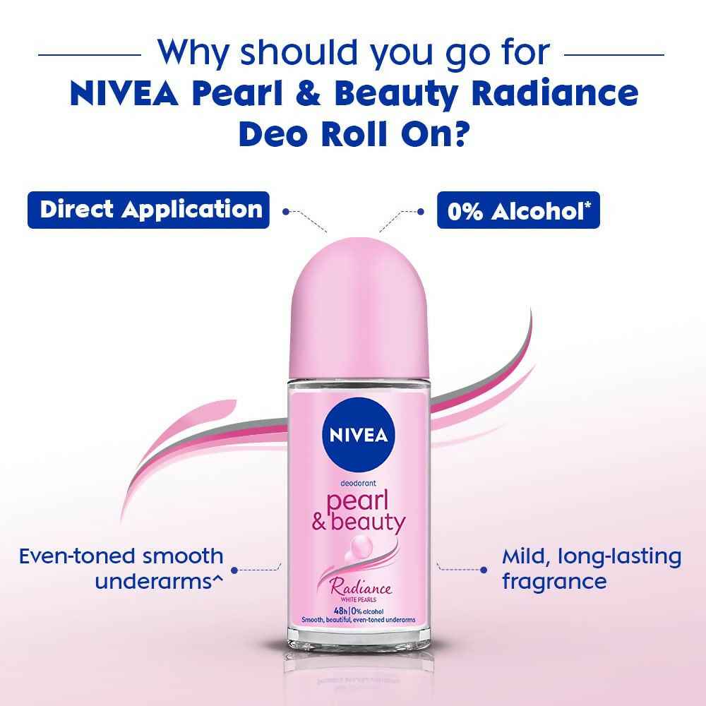Nivea Deodorant Roll On Pearl & Beauty Radiance For Eventoned Smooth & Beautiful Underarms