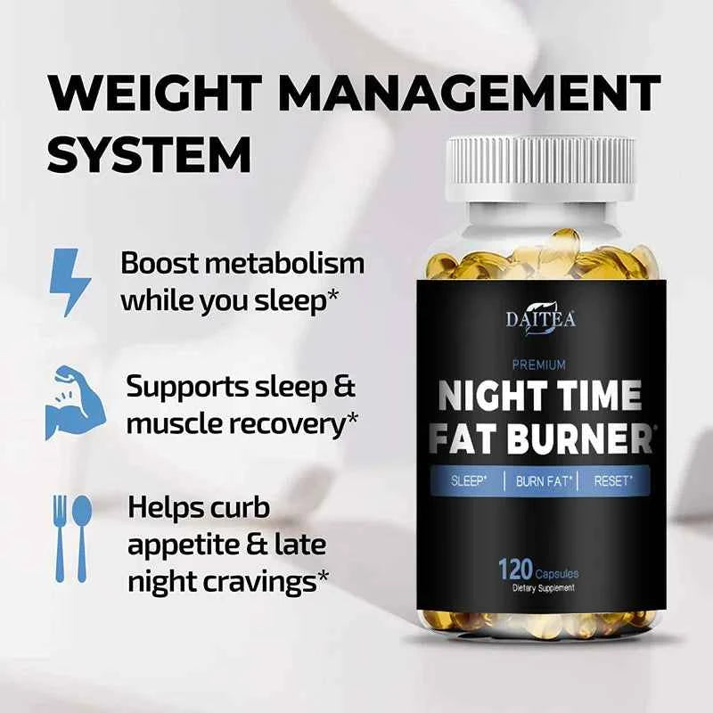 Nighttime Fat Burner Supplement - Supports Cardiovascular and Digestive Health, Benefits Sleep Quality, Weight Management
