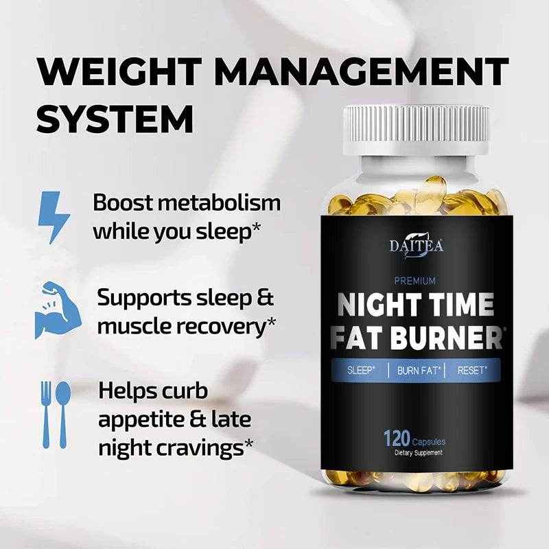 Nighttime Fat Burner Supplement - Supports Cardiovascular and Digestive Health, Benefits Sleep Quality, Weight Management