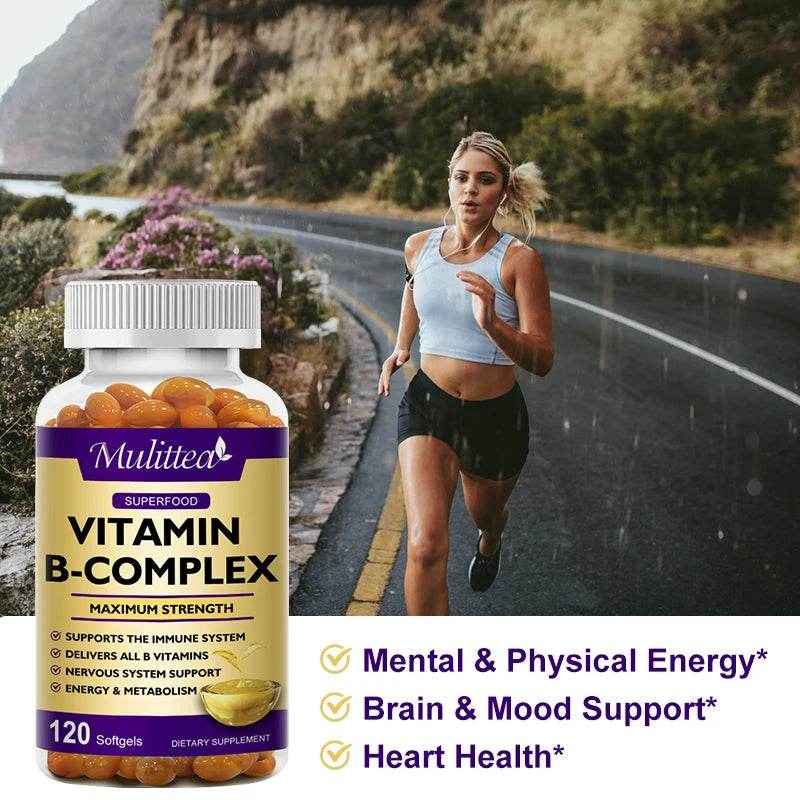 Mulittea Vitamin B Complex Capsules Help Relieve Fatigue Improve Digestion Reduce Stress Better Mood Support Immune Supplement