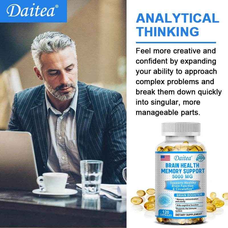 Vitamin B6 Supplement, Brain Health Memory Support 5000 mg, Supports Focus, Brain Function & Circulation, 120 Capsules