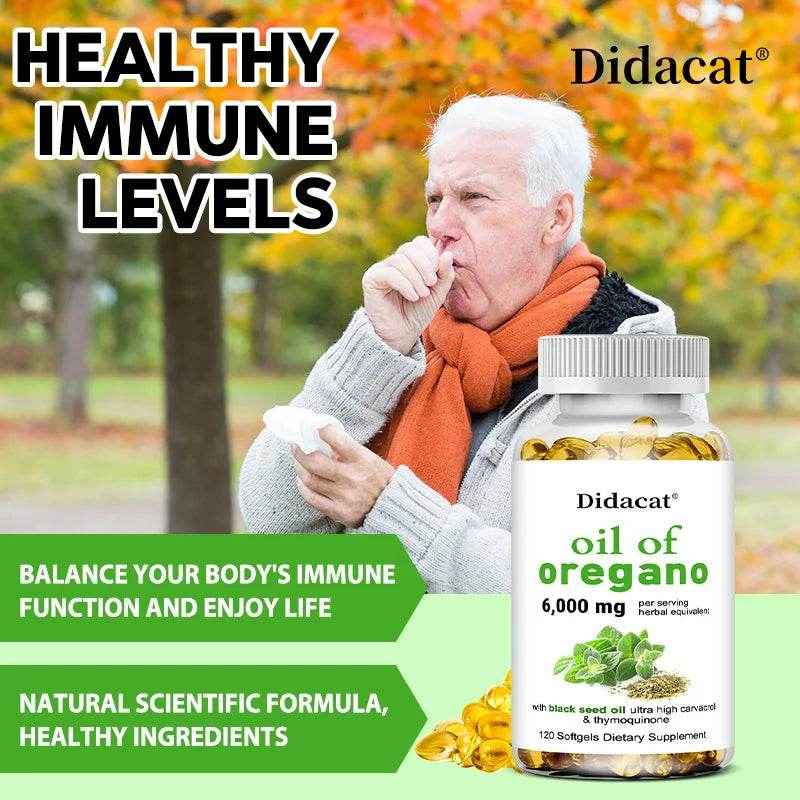 Oregano Oil 6000mg Softgels with Black Seed Oil Strength For Gut Health, Digestive Health, Immune Support