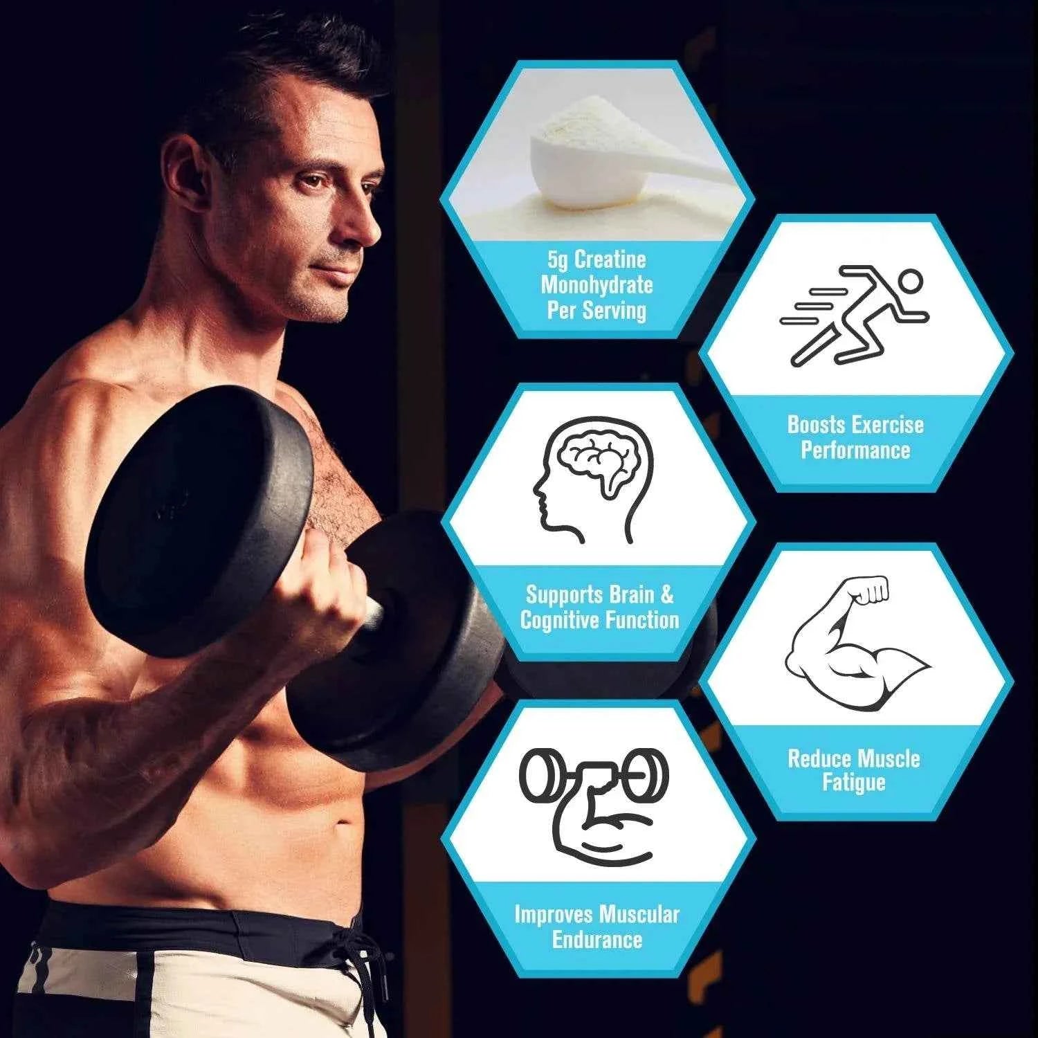 BEWORTHS 300g Creatine Monohydrate Fitness Supplements Build Muscles Muscle Endurance, Non-GMO, Gluten-Free