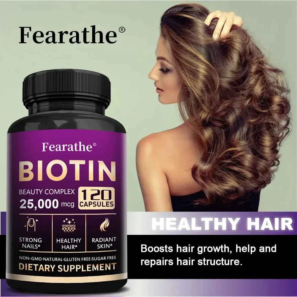 Biotin Vitamins with Pantothenic Acid, Folic Acid, Hair Growth Supplement for Men&Women - B1 B2 B3 B6 B12 - Healthy Nails & Skin