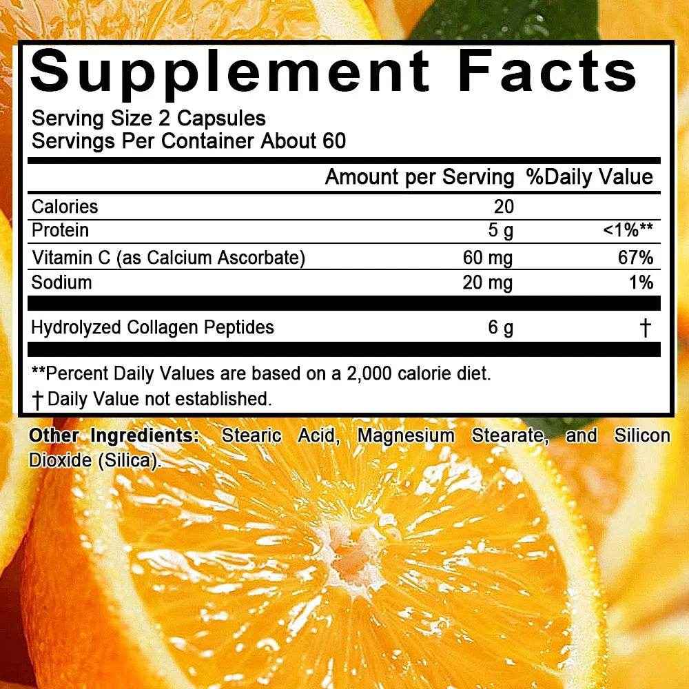 Bcuelov Type I & III Hydrolyzed Collagen Peptides Plus Vitamin C Supports Healthy Hair, Skin, Nails, Joints & Bones