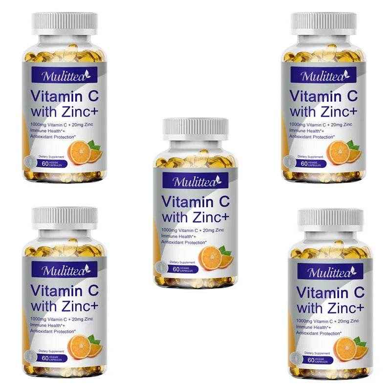 Mulittea Premium Vitamin C and Zinc for Energy Production Improve complexion Brighten skin with daily vitamin supplements