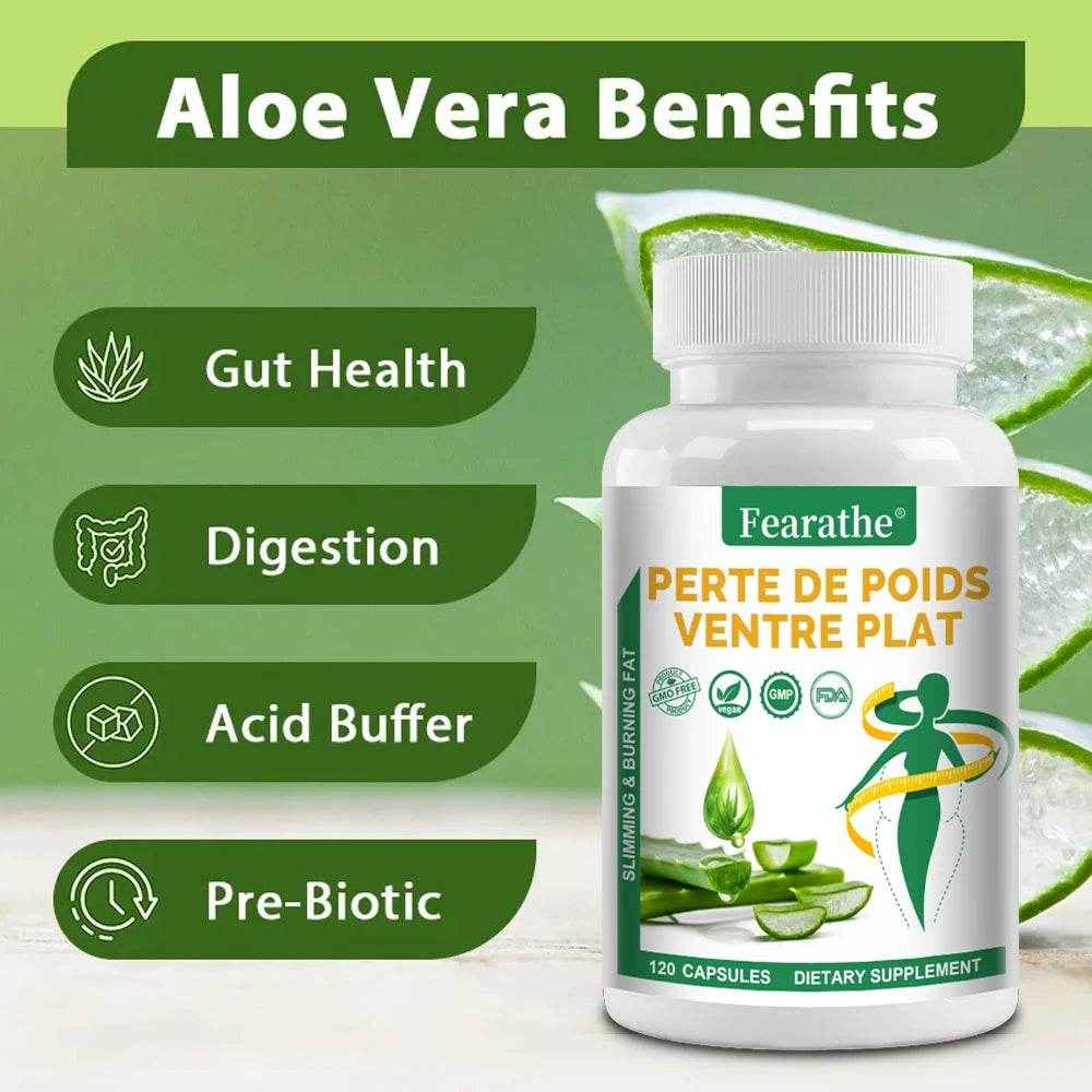 Aloe Vera Extract Capsules, Detox Cleansing and Digestive Support, Promote Gut Health, 120 Capsules
