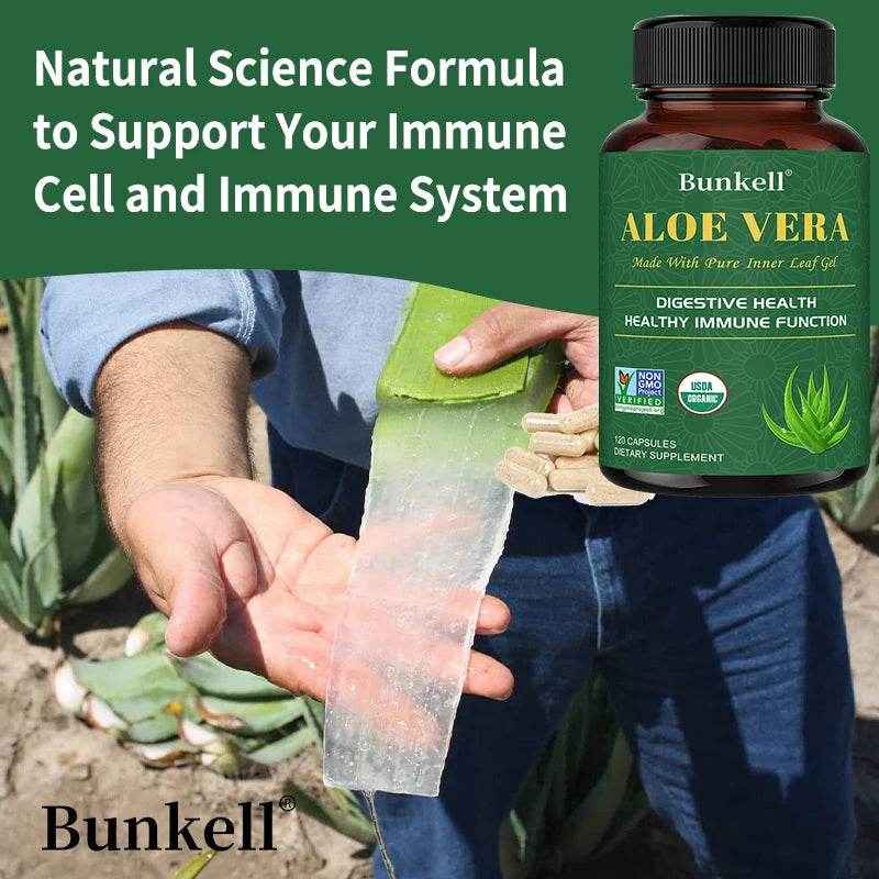 Aloe Bioactive Organic Leaf Supplement - Organic Freeze Dried Aloe 180 mg, Detox Cleanse, Gut Health, 120 Capsules