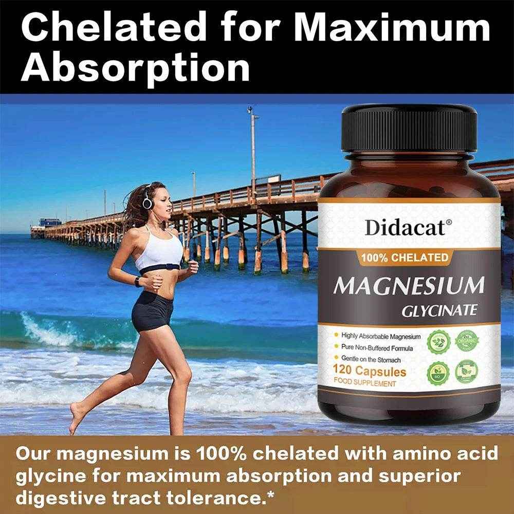 500 Mg Magnesium Glycinate - High Absorption Magnesium Supplement To Support Muscle and Improve Sleep - Vegetarian Capsules