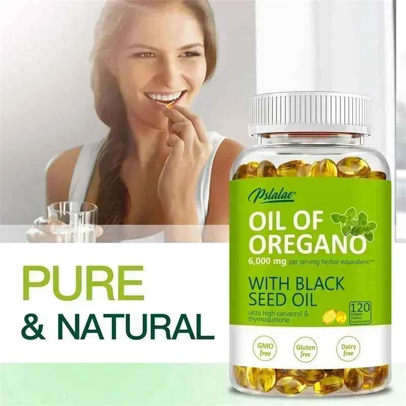 Oregano Oil Softgels - with Oregano & Black Seed Oil, for Digestion, Relieves Bloating, Boosts Immune, Antioxidant - 120pcs