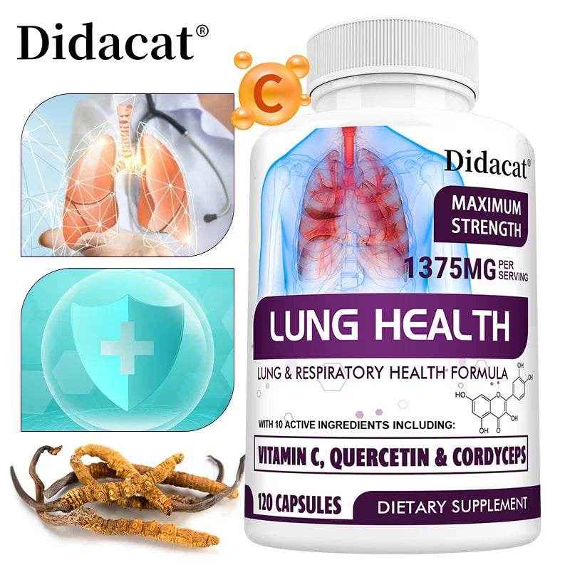 Lung Health Supplement, Detox, Cleanse, Lung Support, Respiratory Health with Vitamin C, Quercetin, Cordyceps