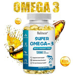 OMEGA 3 Fish Oil Supplement - Rich in EPA & DHA, Supports Brain Health, Heart - Immune System, Eyes, Skin, 90 Capsules