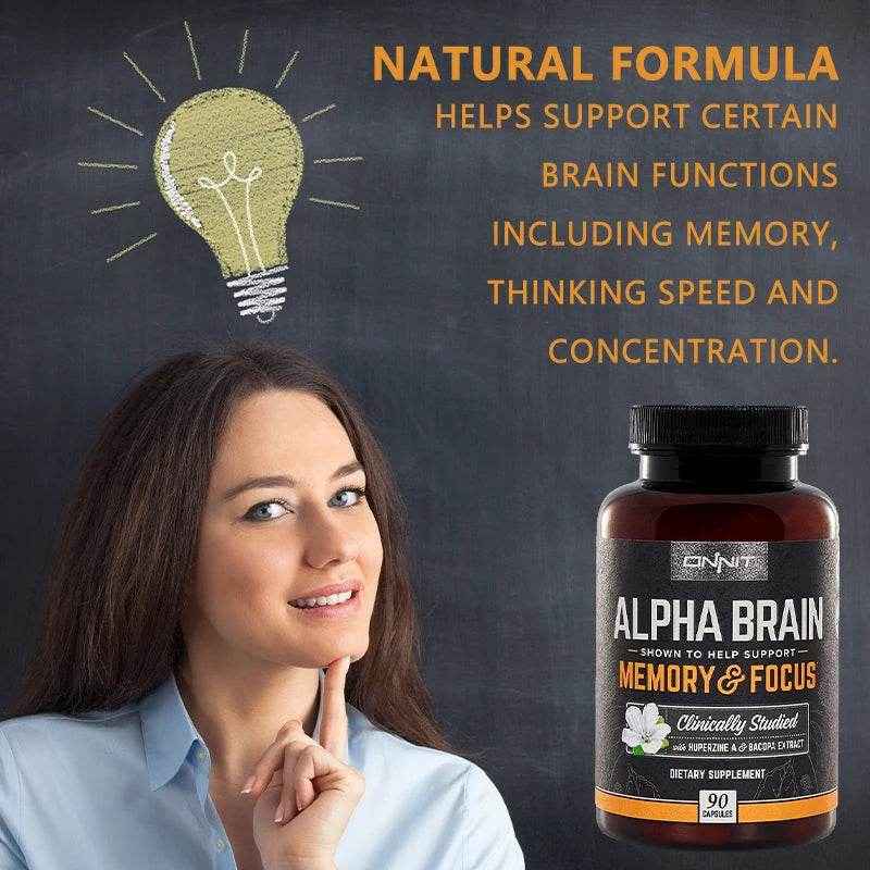 ONNIT Alpha Brain - Premium Nootropic Brain Supplement - Good for Focus, Concentration and Memory - 90 Capsules